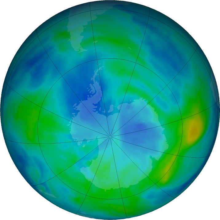 Antarctic ozone map for 06 April 2017